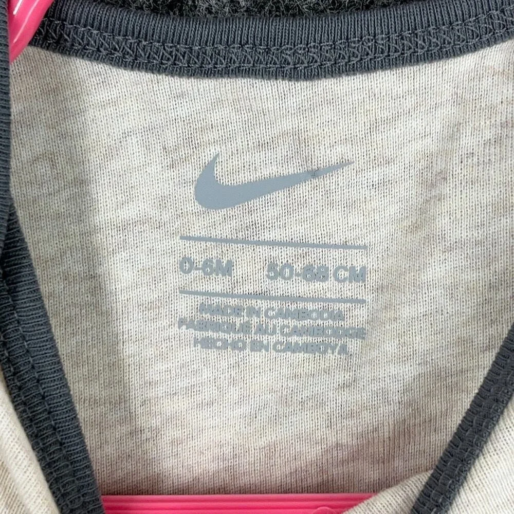 Nike Baby Onesy 0-6 Month Gray Onepiece Jumpsuit‎ Bodysuit Swoosh basketball